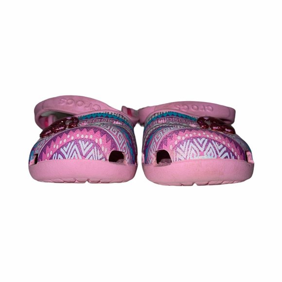 Crocs Pink Aqua Aztec Elephant Clogs Girl's C 13 - Picture 2 of 9